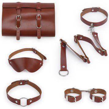 Набір із натуральної шкіри Mr Bondage Brown коричневий 54530 фото