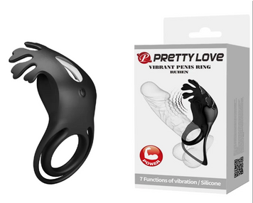 Кільце ерекційне Pretty Love - Vibration Penis Ring Ruben Black 56356 фото