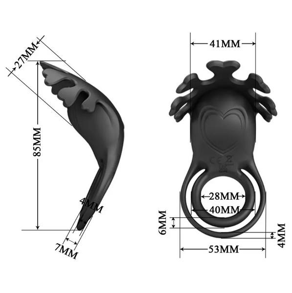 Кільце ерекційне Pretty Love - Vibration Penis Ring Ruben Black 56356 фото