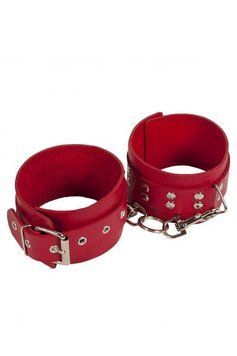 Окови Leather Restraints Leg Cuffs, Red 53269 фото