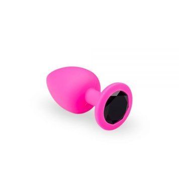 Анальна пробка із кристалом, Pink Silicone Black Diamond, M 56376 фото