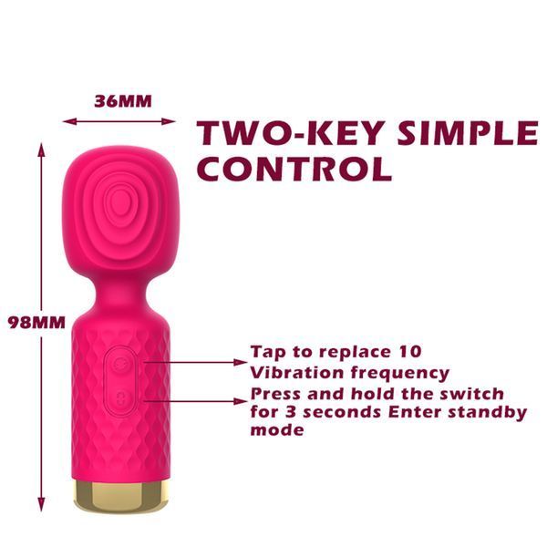 Вібромасажер для клітора "Small AV stick", колір рожевий, 10 режимів вібрації 57075 фото