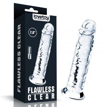 Прозорий реалістичний фалоімітатор з присоскою 7.0'' Flawless Clear Dildo, Clear 55636 фото