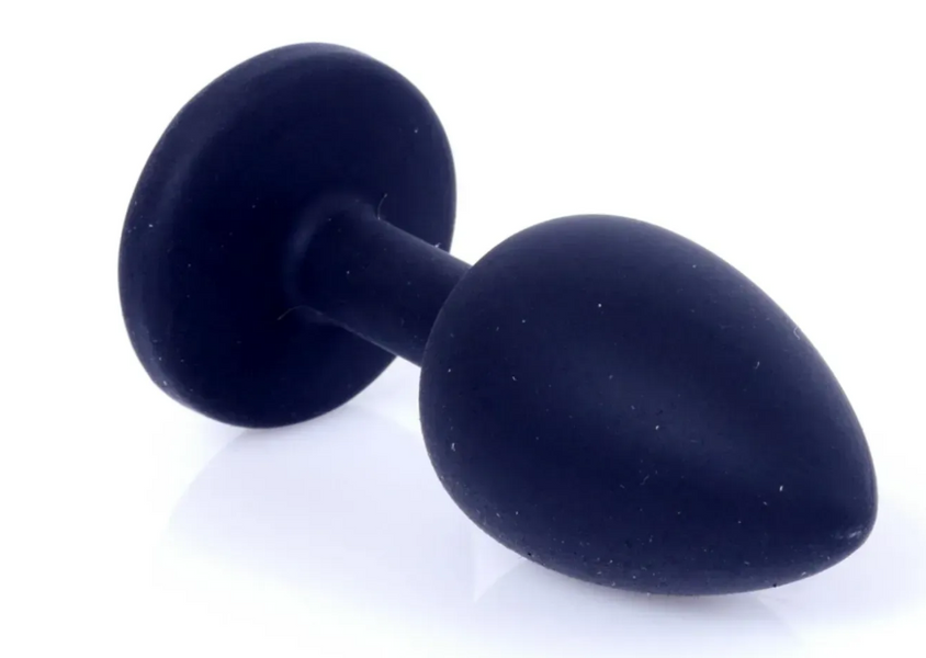 Анальний корок чорний з каменем Plug-Jewellery Black Silicon PLUG Medium- Pink Diamond 54942 фото