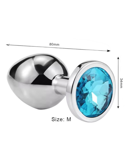 Металевий анальний затор Silver, blue, розмір М 56765 фото