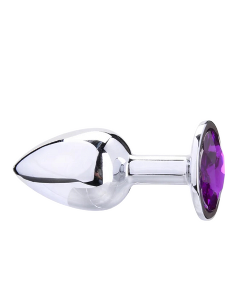 Металевий анальний затор Silver, violet розмір М 56766 фото