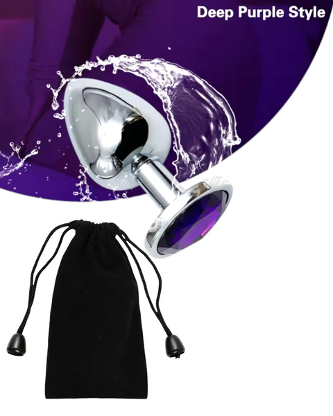 Металевий анальний затор Silver, violet розмір М 56766 фото