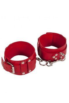 Окови на ноги "Leather Dominant Leg Cuffs", red (Шкіра/Метал) 48081 фото